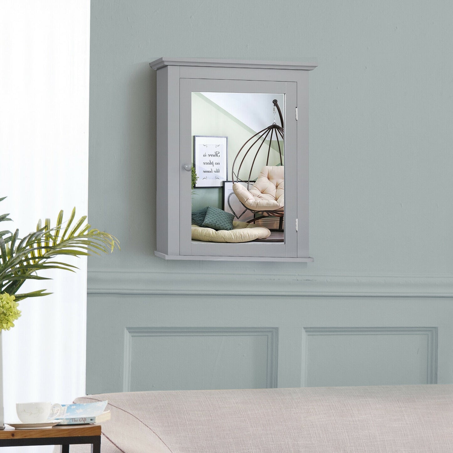 Wall-Mounted Bathroom Mirror Cabinet with Adjustable Shelves