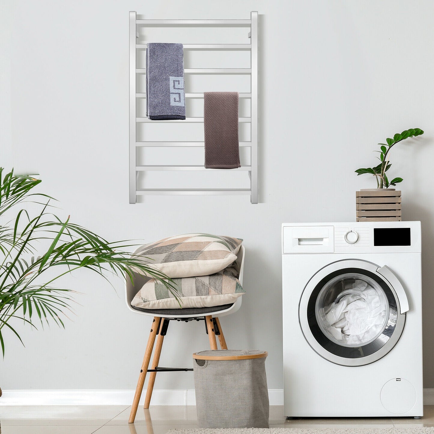 145W Wall Mounted Electric Towel Warmer Rack with 8 Bars