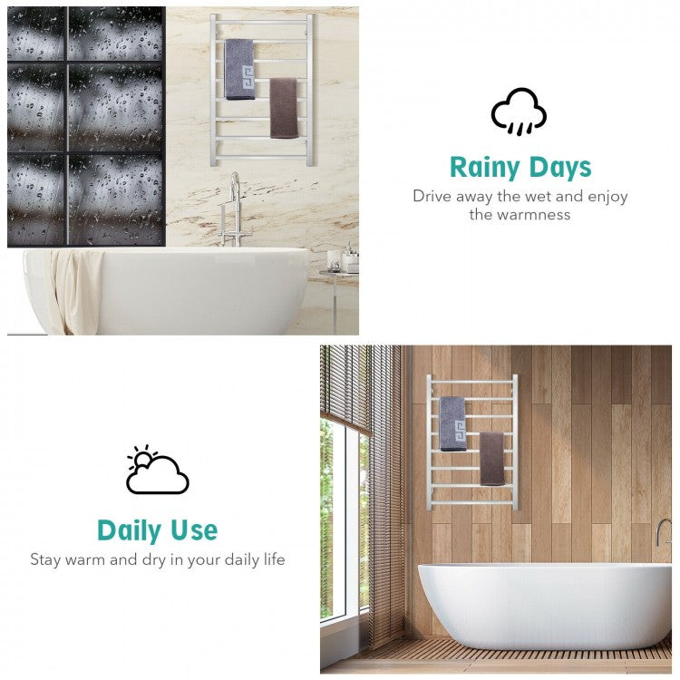 145W Wall Mounted Electric Towel Warmer Rack with 8 Bars