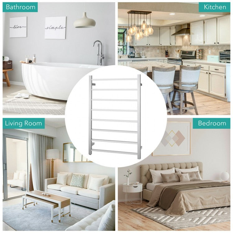 145W Wall Mounted Electric Towel Warmer Rack with 8 Bars
