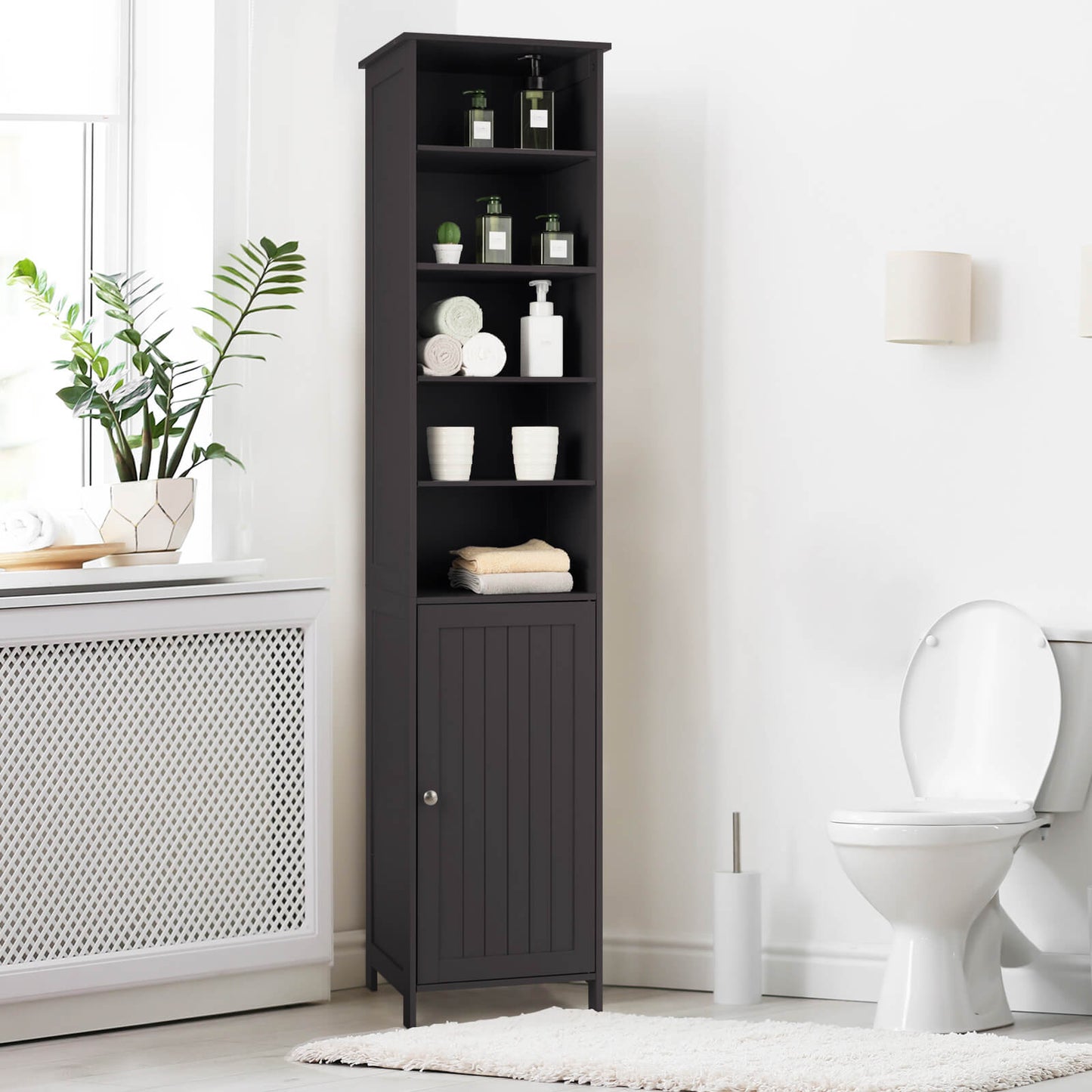 72 Inch Freestanding Tall Storage Cabinet with Adjustable Shelves & Cupboard