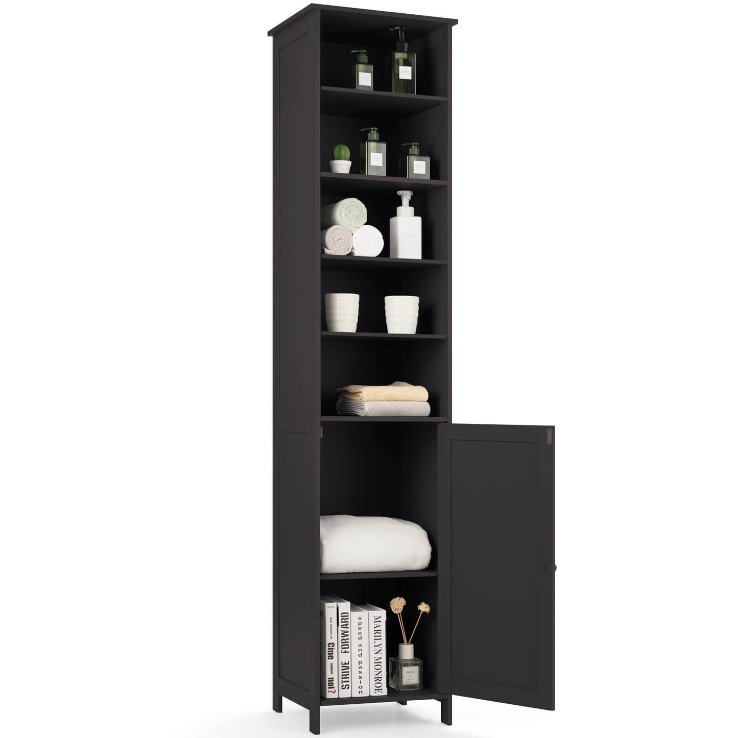 72 Inch Freestanding Tall Storage Cabinet with Adjustable Shelves & Cupboard