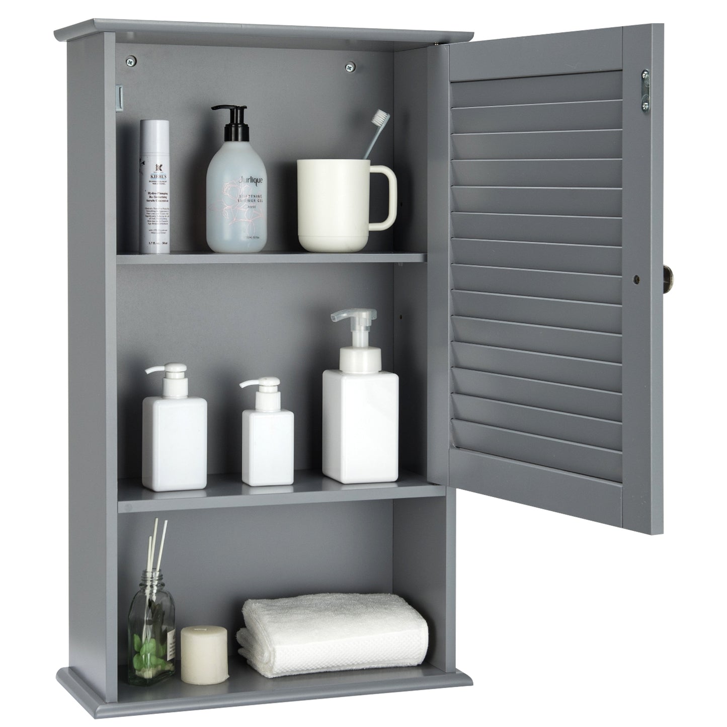 Modern Wall-Mounted Bathroom Storage Cabinet with Louver Door
