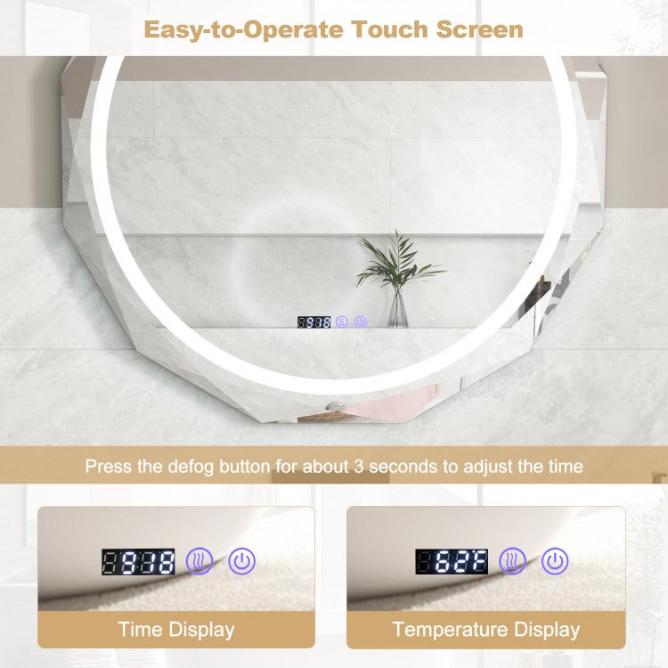 LED Wall Mirror with Anti-Fog & 3 Color Temperature Settings