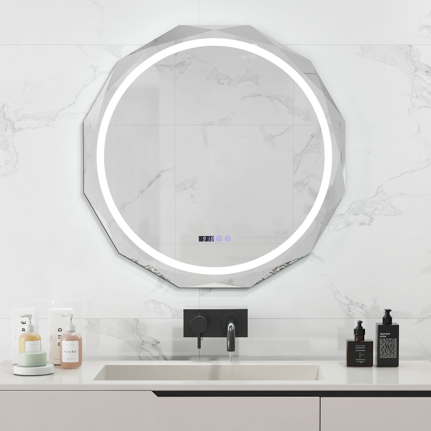 LED Wall Mirror with Anti-Fog & 3 Color Temperature Settings