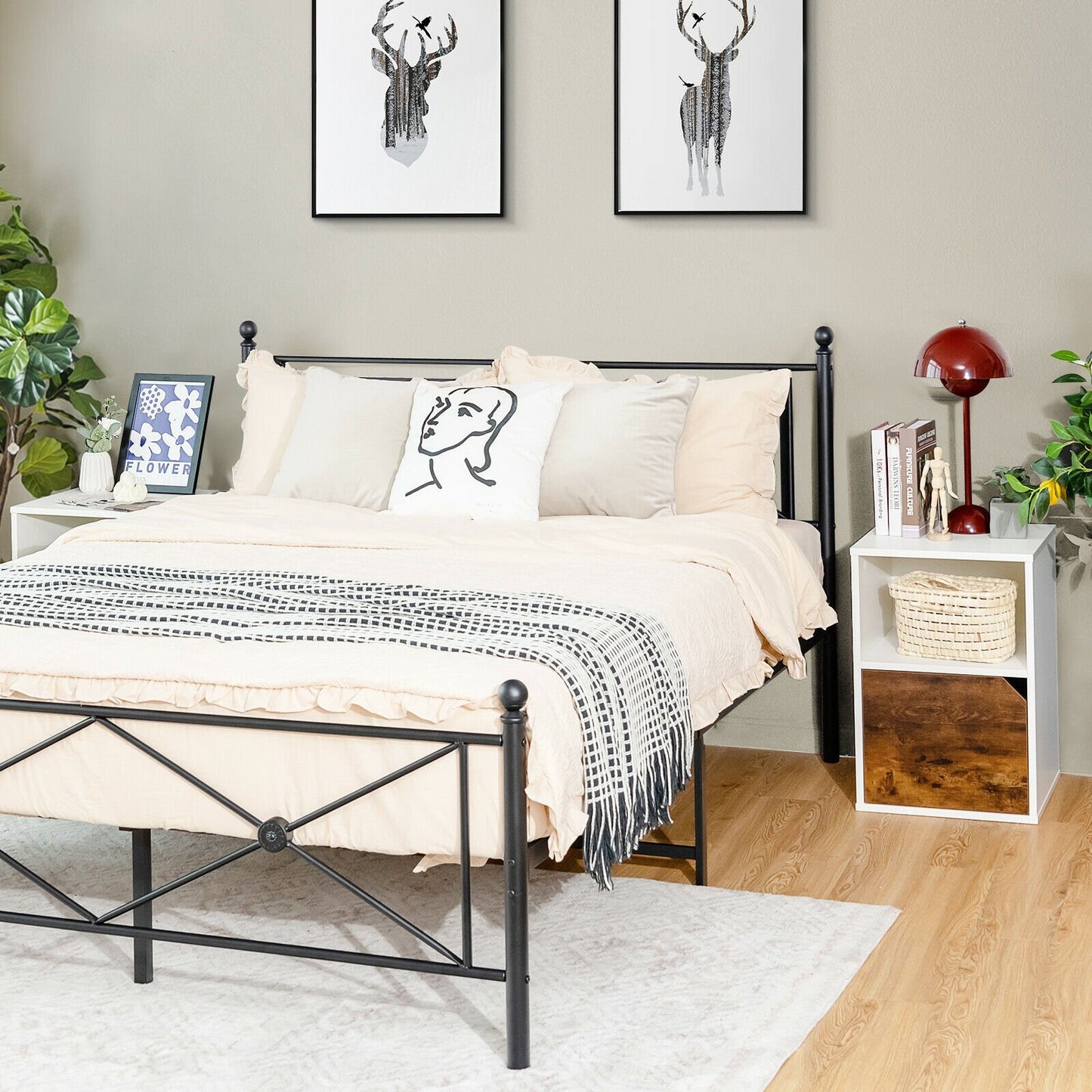 Set of 2 Nightstands with Storage, Modern End Tables for Bedroom or Living Room - White