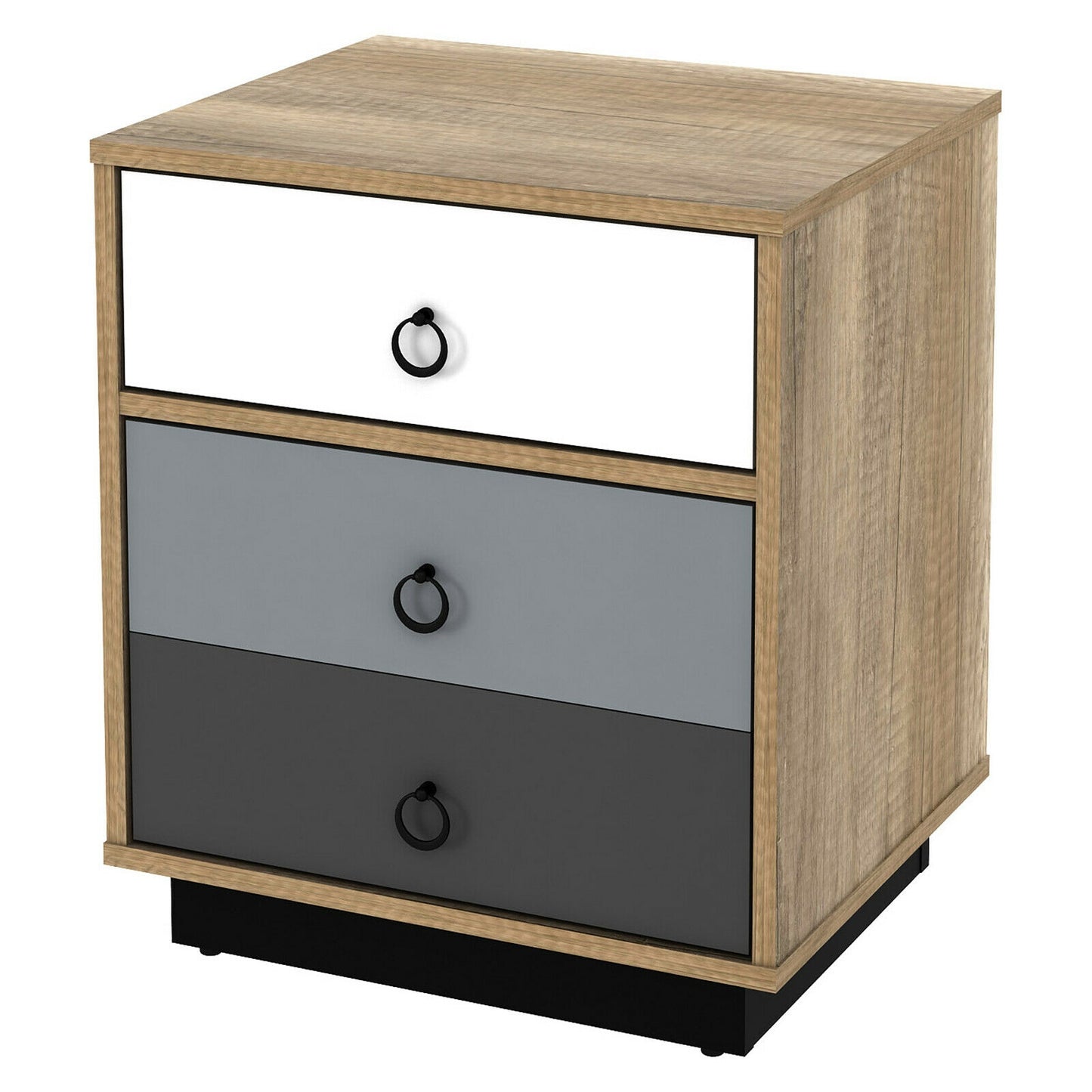Wooden Nightstand with Drawer and Storage Cabinet Modern Sofa Side Table