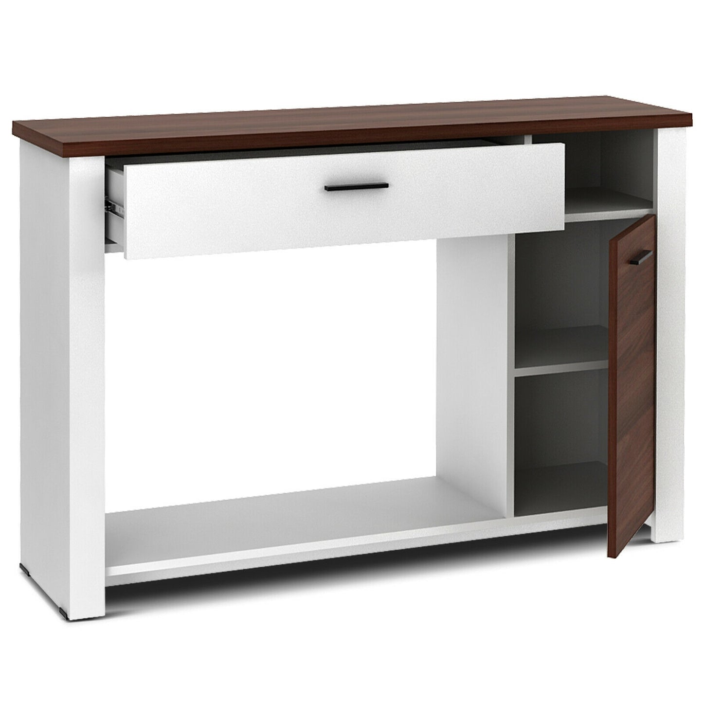 Wood Console Table with Drawer Cabinet and Bottom Shelf for Entryway or Living Room