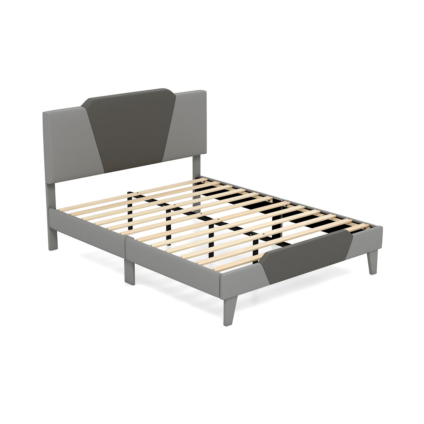 Modern Velvet Upholstered Bed Frame with High Headboard – Full Size