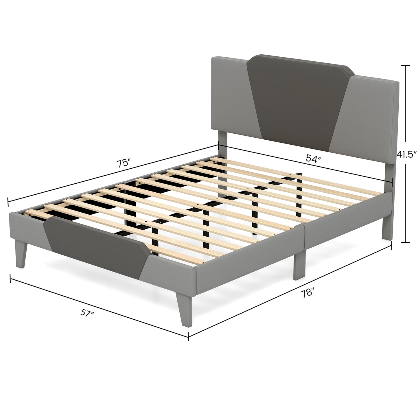 Modern Velvet Upholstered Bed Frame with High Headboard – Full Size