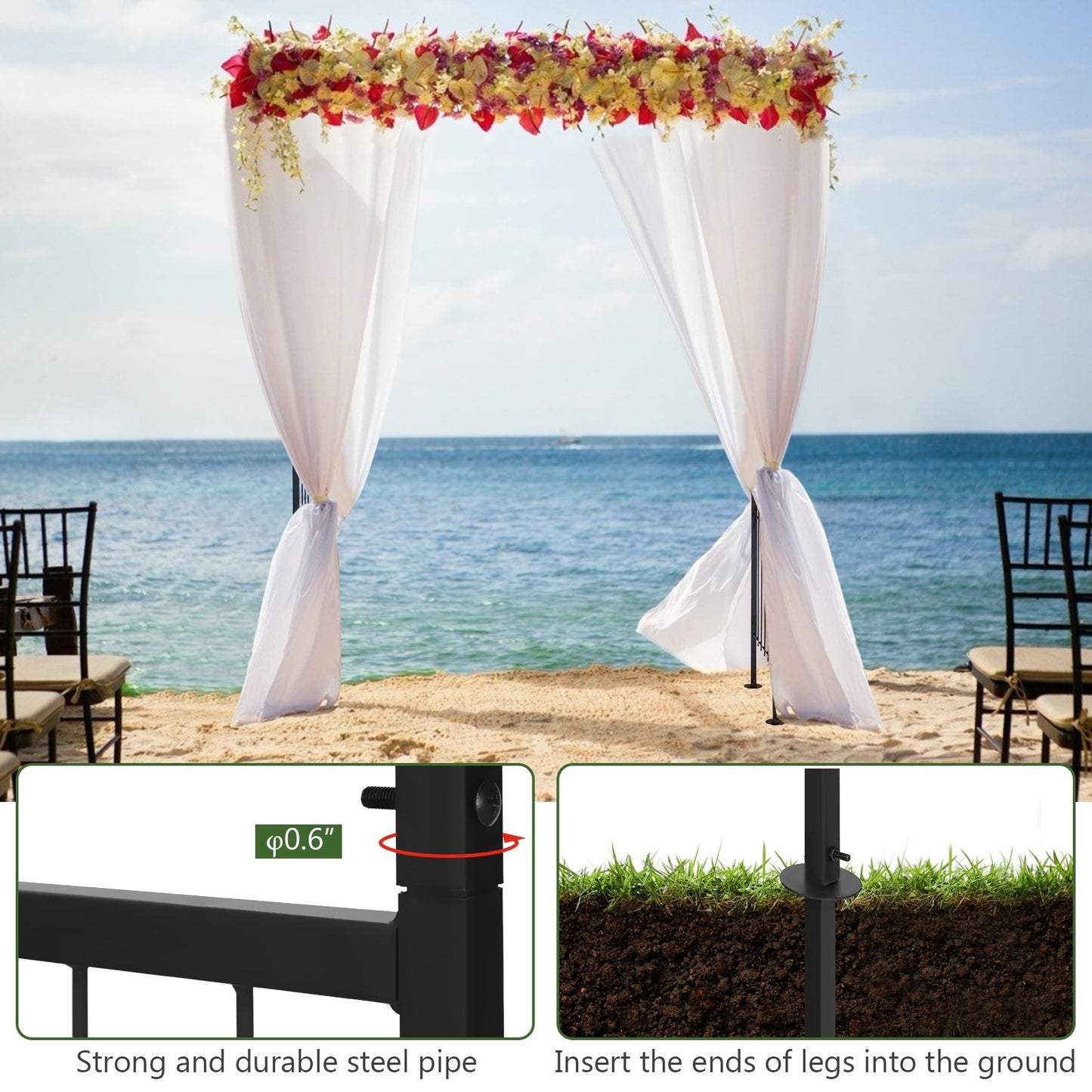 Durable 81 Inch Metal Garden Arch for Climbing Plants and Vines