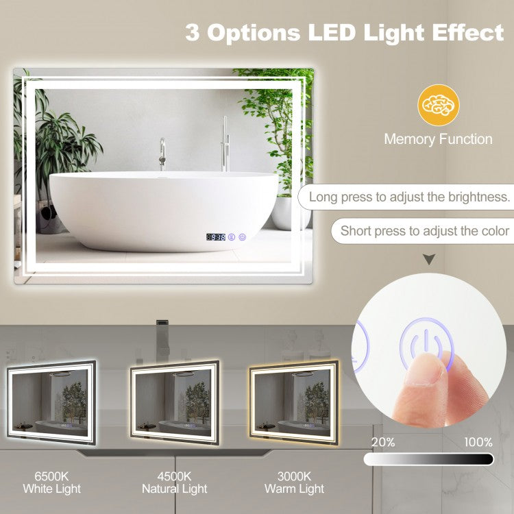 Smart LED Bathroom Mirror with Anti-Fog, Memory Function, and Adjustable Lighting