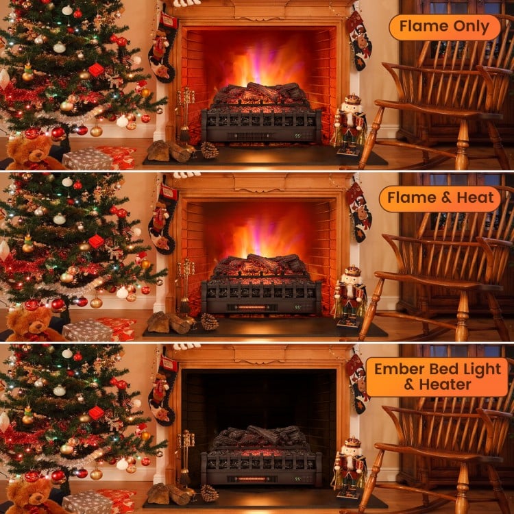 26 Inch Infrared Quartz Electric Fireplace with Pinewood Ember Bed