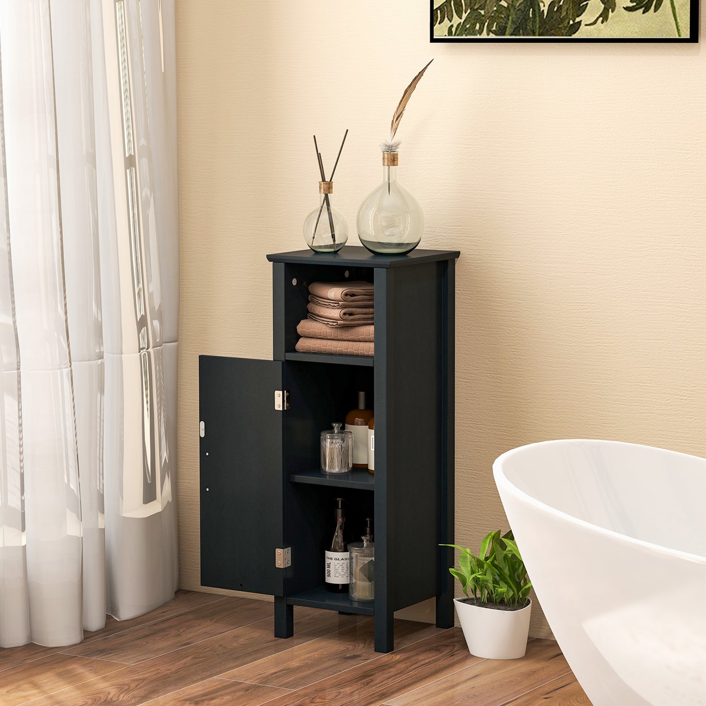 2-Tier Bathroom Storage Cabinet with Adjustable Shelves