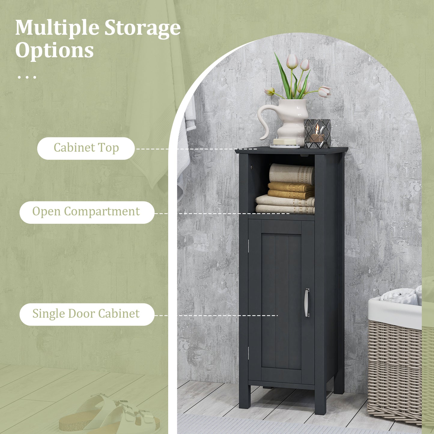 2-Tier Bathroom Storage Cabinet with Adjustable Shelves