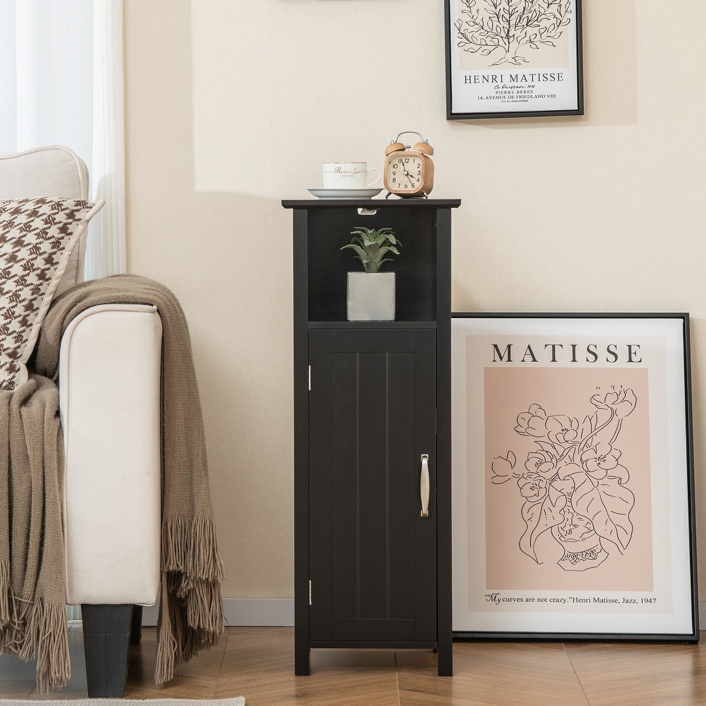 2-Tier Bathroom Storage Cabinet with Adjustable Shelves