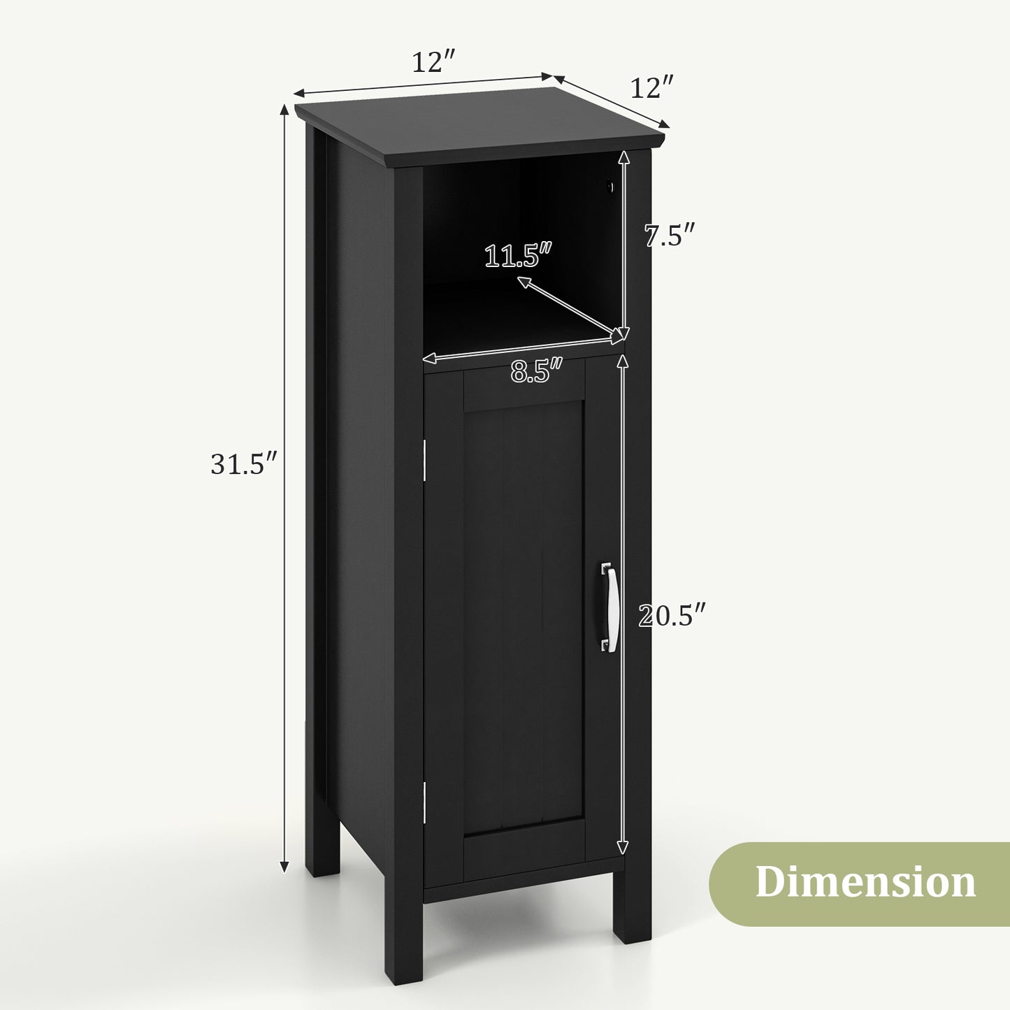 2-Tier Bathroom Storage Cabinet with Adjustable Shelves