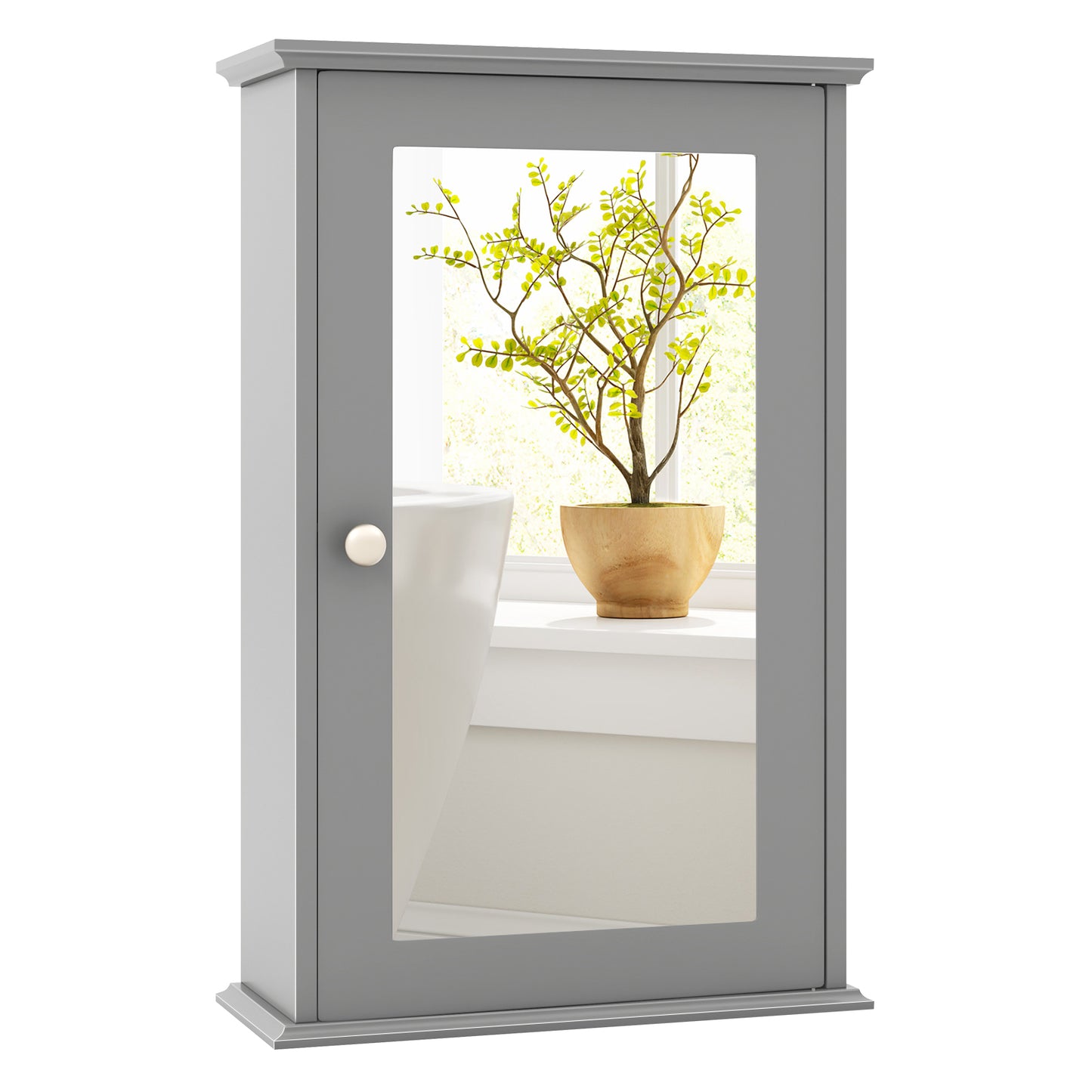 Wall-Mounted Bathroom Cabinet with Mirror and Adjustable Shelf