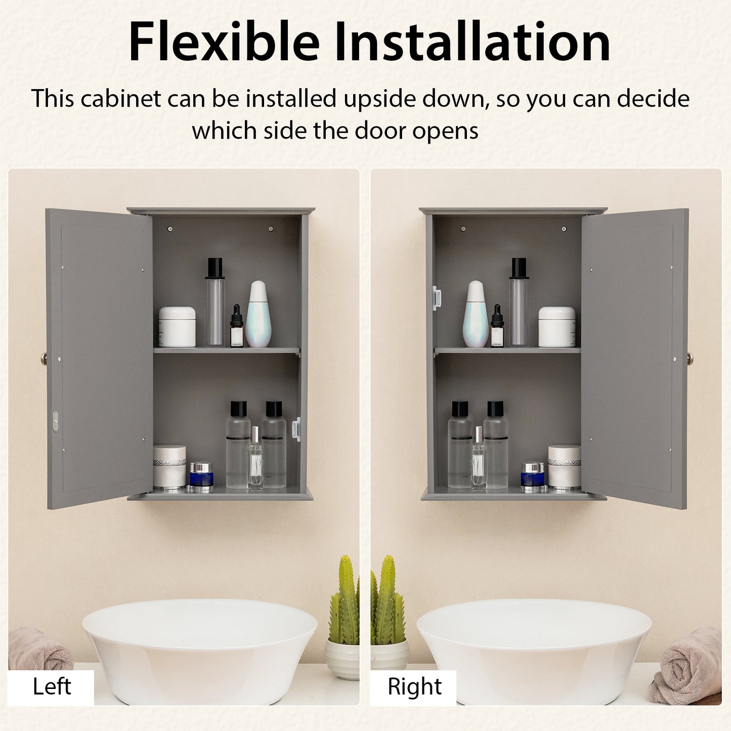 Wall-Mounted Bathroom Cabinet with Mirror and Adjustable Shelf