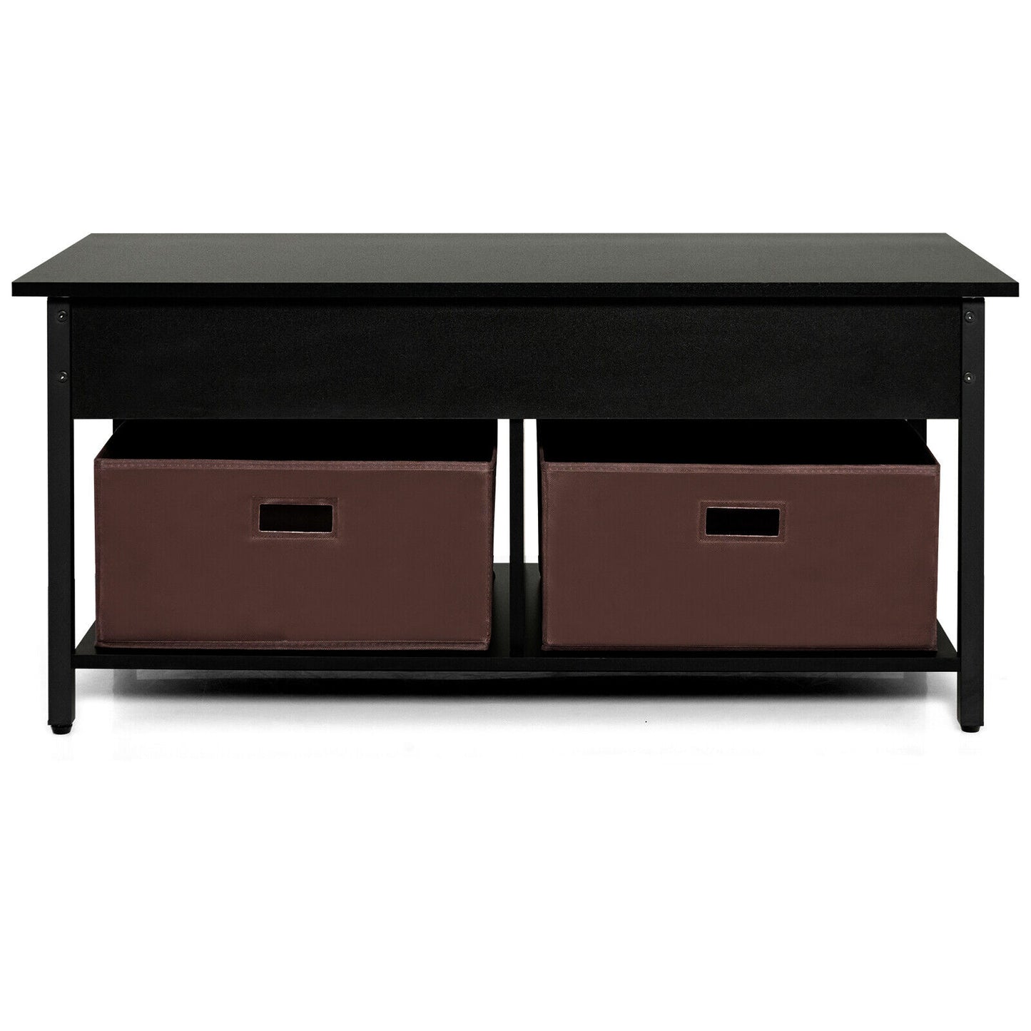 Adjustable Lift Top Coffee Table with Hidden Storage and Fabric Drawers - Black