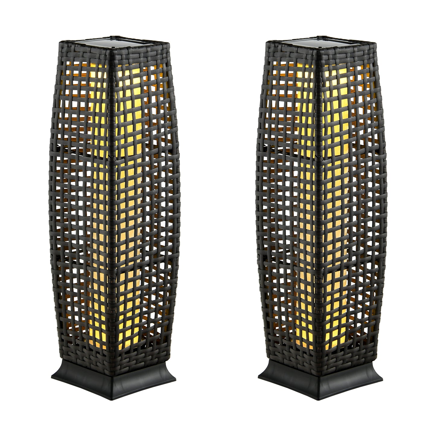 2 Pack Solar-Powered Wicker Floor Lamps with Auto LED Lighting - Black