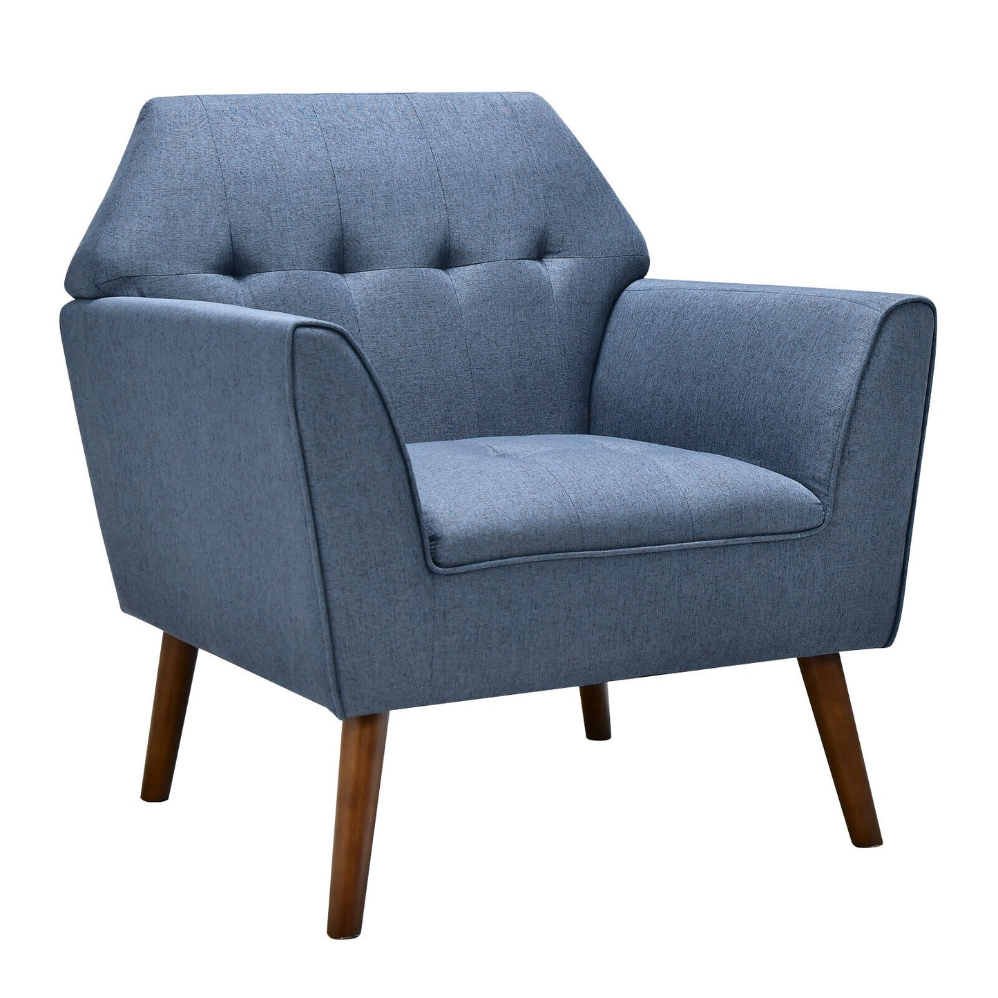 Elegant Tufted Accent Chair with Solid Wood Frame in Blue
