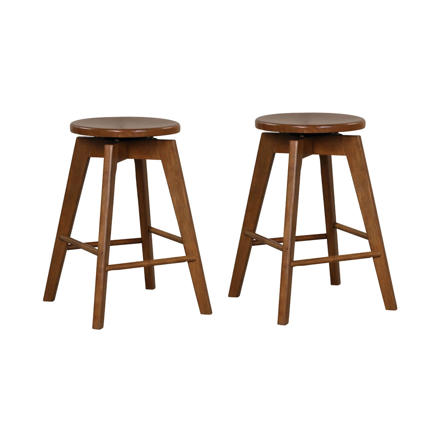 24.5 Inch Wooden Swivel Bar Stools Set of 2 with Backless Design and Footrest