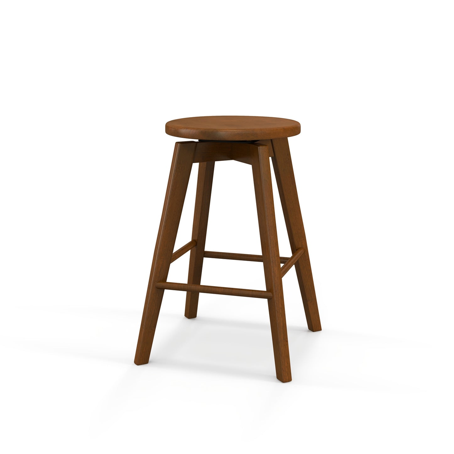 24.5 Inch Wooden Swivel Bar Stools Set of 2 with Backless Design and Footrest