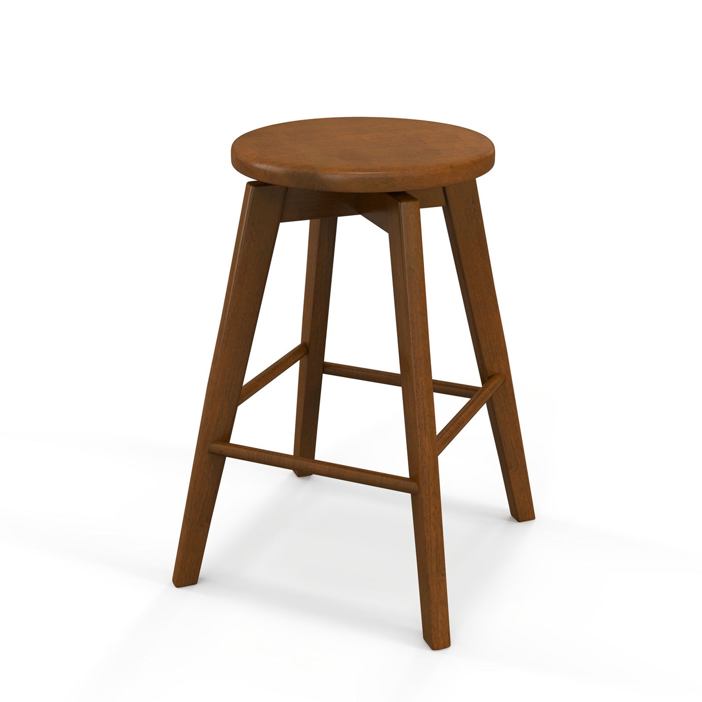 24.5 Inch Wooden Swivel Bar Stools Set of 2 with Backless Design and Footrest