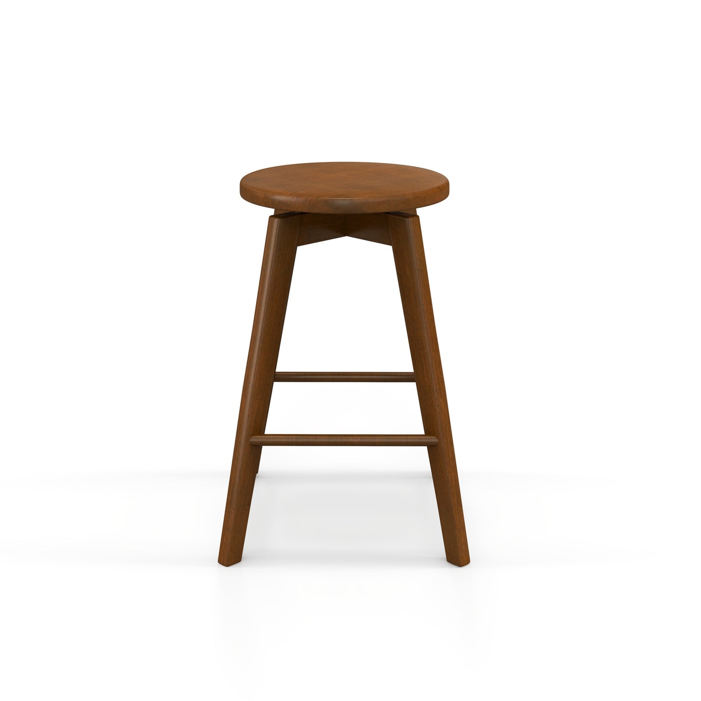 24.5 Inch Wooden Swivel Bar Stools Set of 2 with Backless Design and Footrest