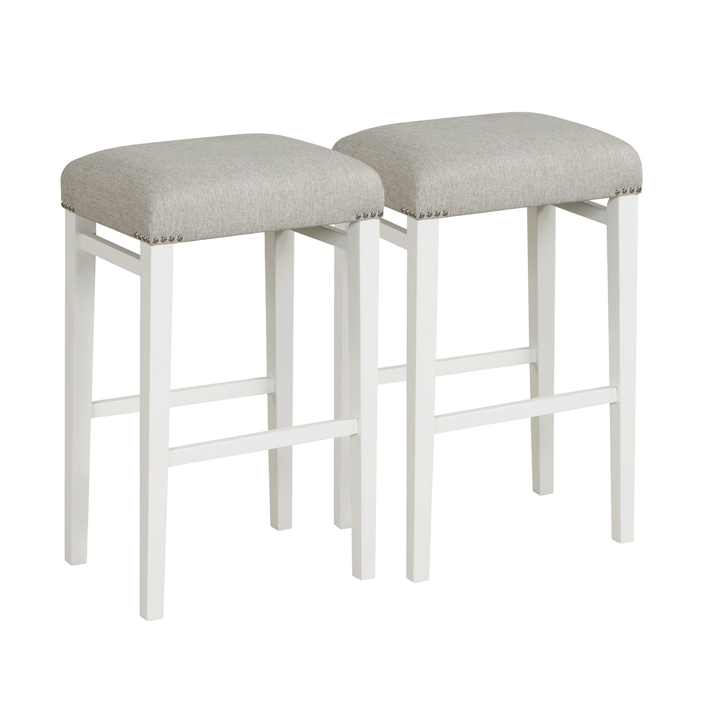 Backless 29.5 Inch Bar Stools Set of 2 with Thick Padded Seats and Sturdy Wooden Legs