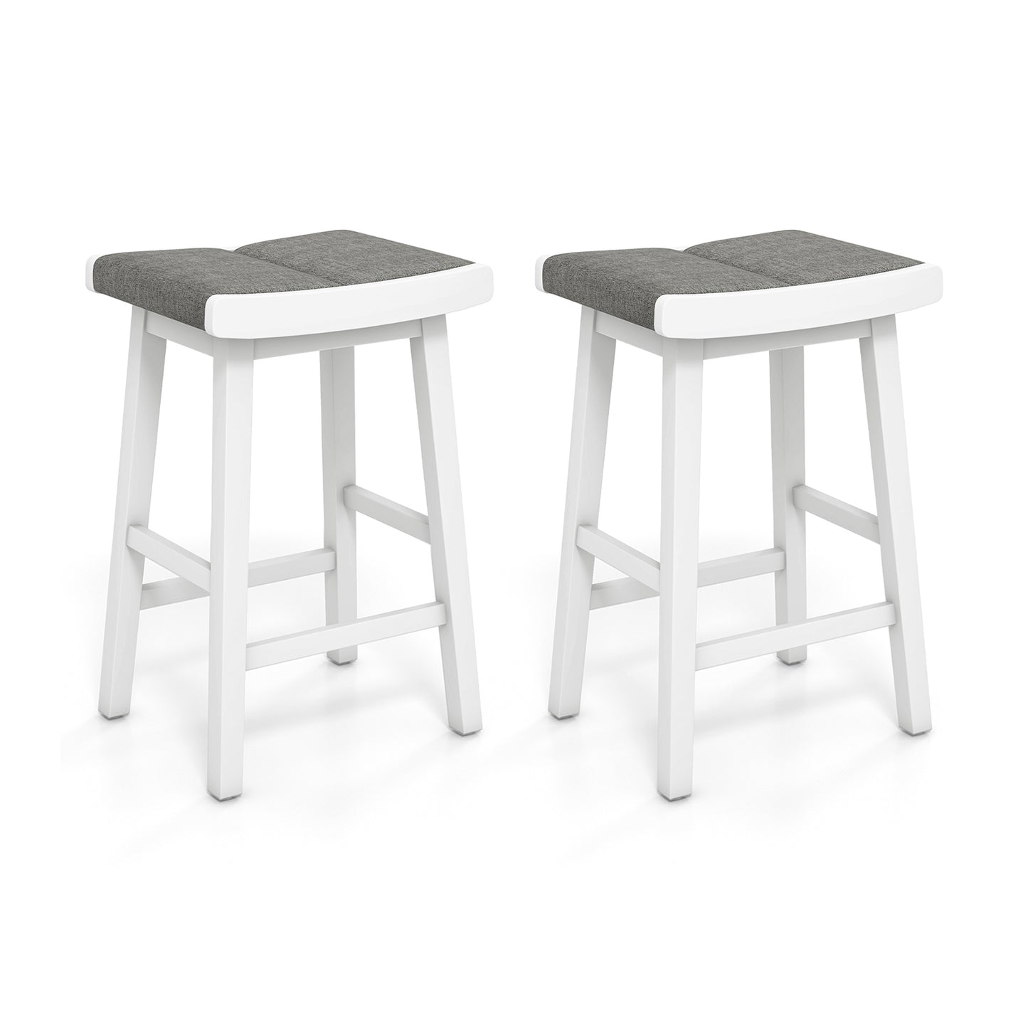 Set of 2 26 Inch Counter Height Saddle Bar Stools with Soft Padded Seats and Backless Design