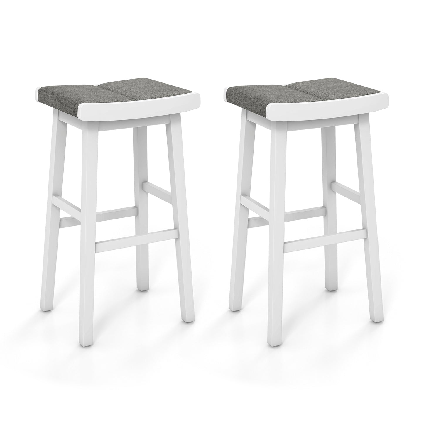 Set of 2 31.5 Inch Counter Height Saddle Bar Stools with Soft Padded Seats and Backless Design
