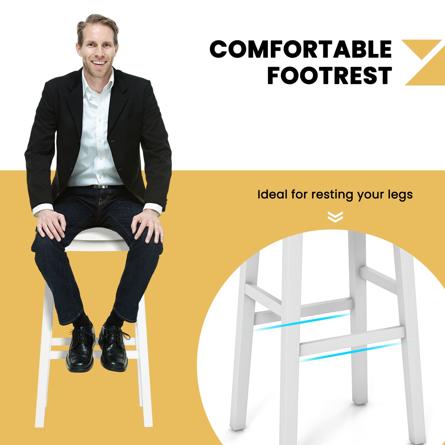 Set of 2 31.5 Inch Counter Height Saddle Bar Stools with Soft Padded Seats and Backless Design