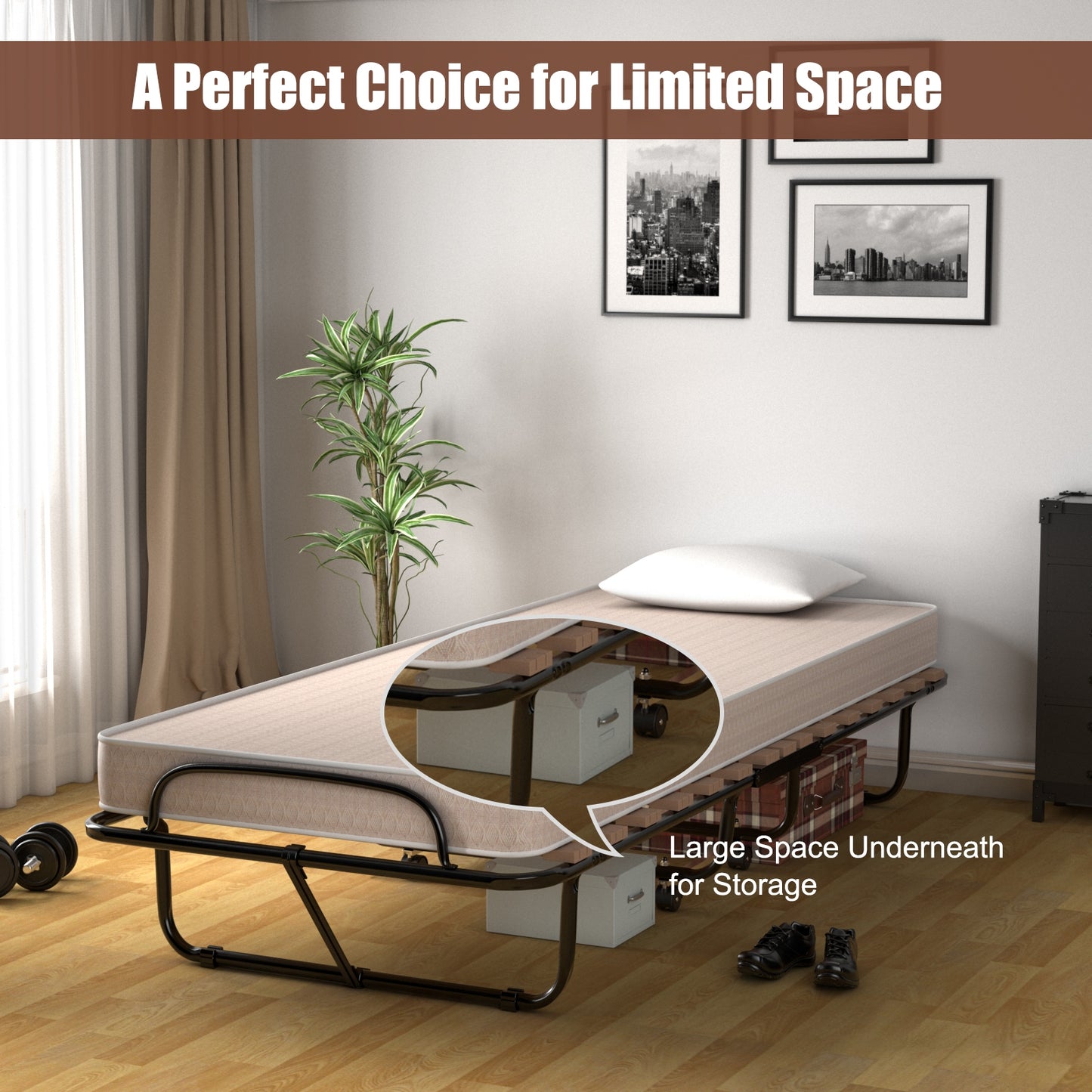 75" x 31.5" Folding Guest Bed with Memory Foam Mattress – Comfortable & Compact