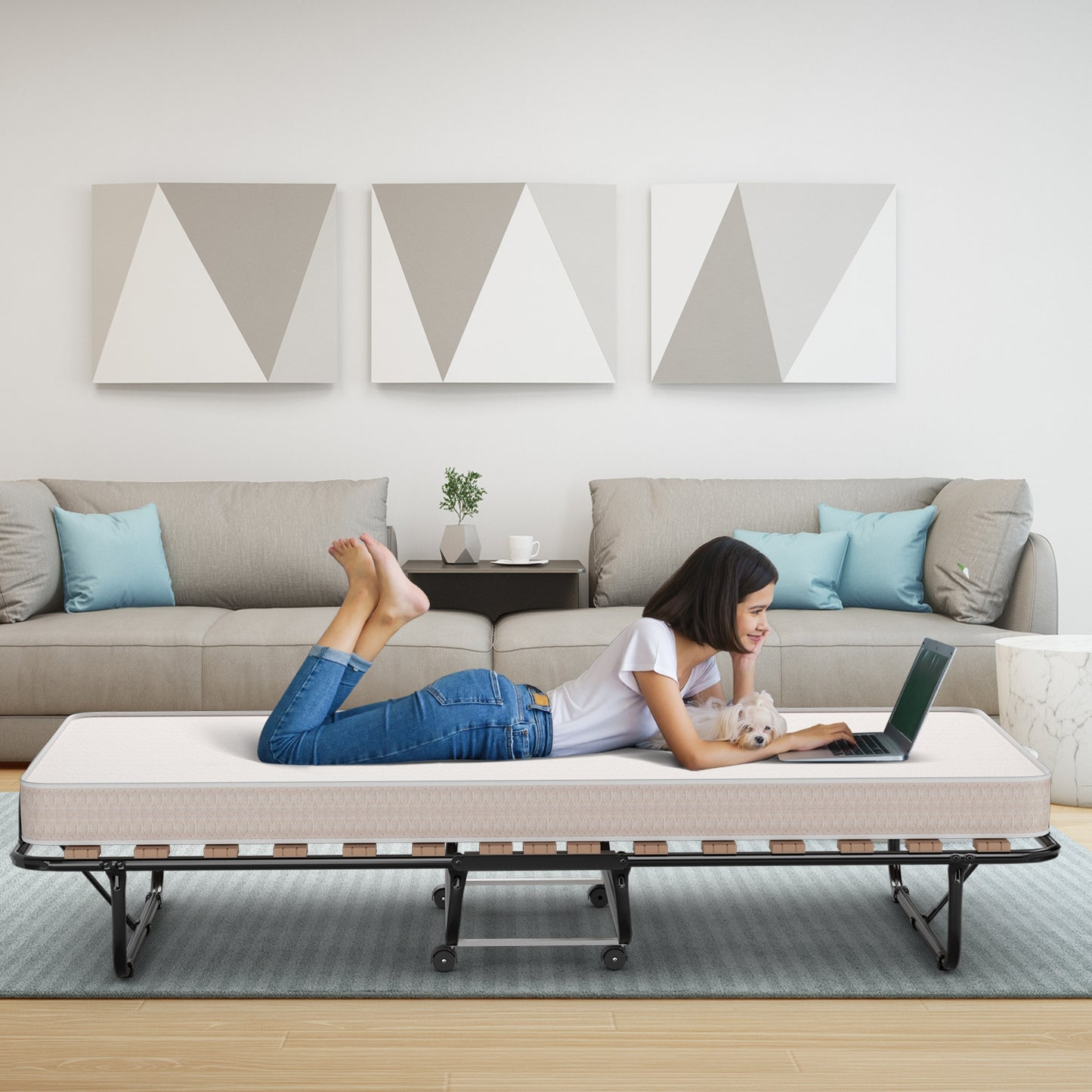 75" x 31.5" Folding Guest Bed with Memory Foam Mattress – Comfortable & Compact