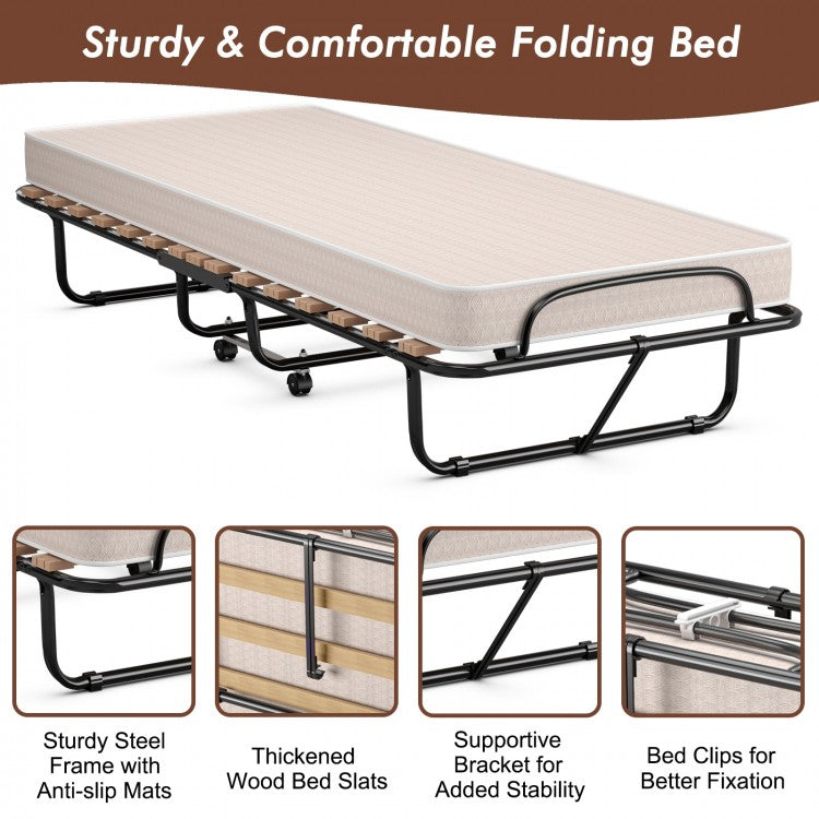 75" x 31.5" Folding Guest Bed with Memory Foam Mattress – Comfortable & Compact