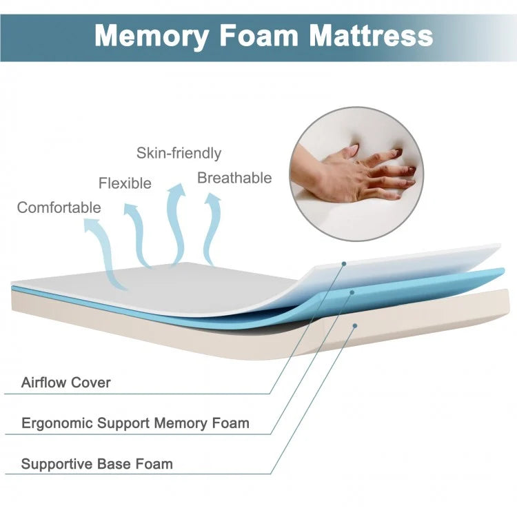 75" x 31.5" Folding Guest Bed with Memory Foam Mattress – Comfortable & Compact