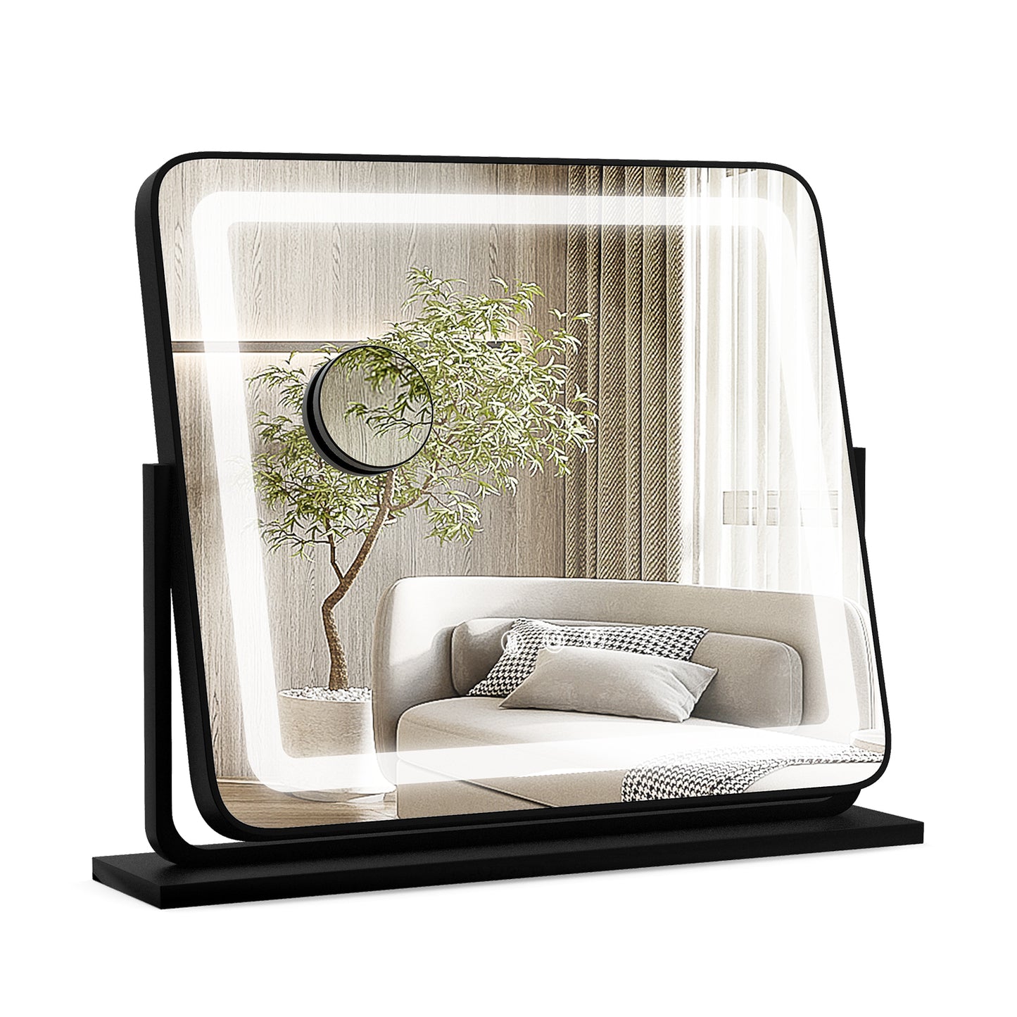 LED Vanity Makeup Mirror with 360° Rotation, 3 Color Lighting Modes & Touch Control