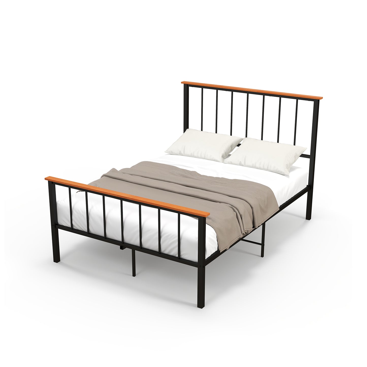 Durable Metal Bed Frame with Headboard, Footboard, and Storage Clearance – Full/Queen Size