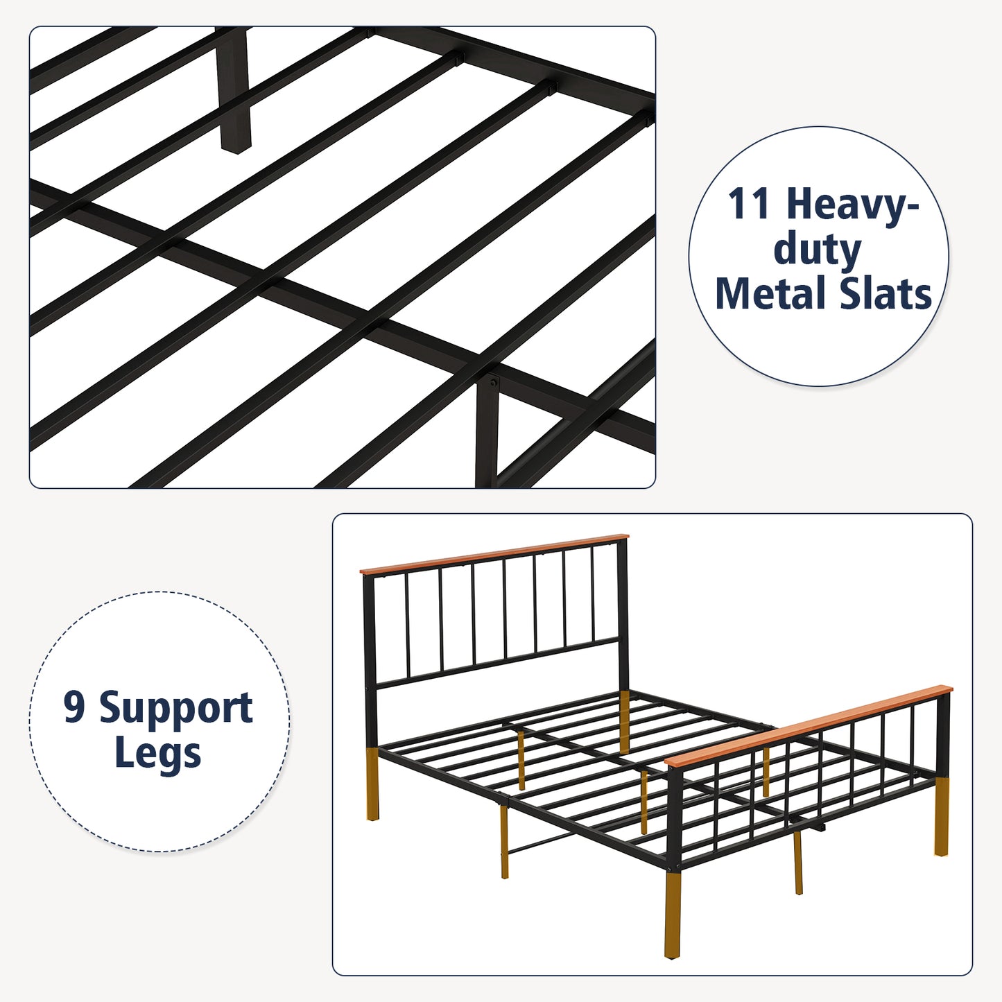 Durable Metal Bed Frame with Headboard, Footboard, and Storage Clearance – Full/Queen Size