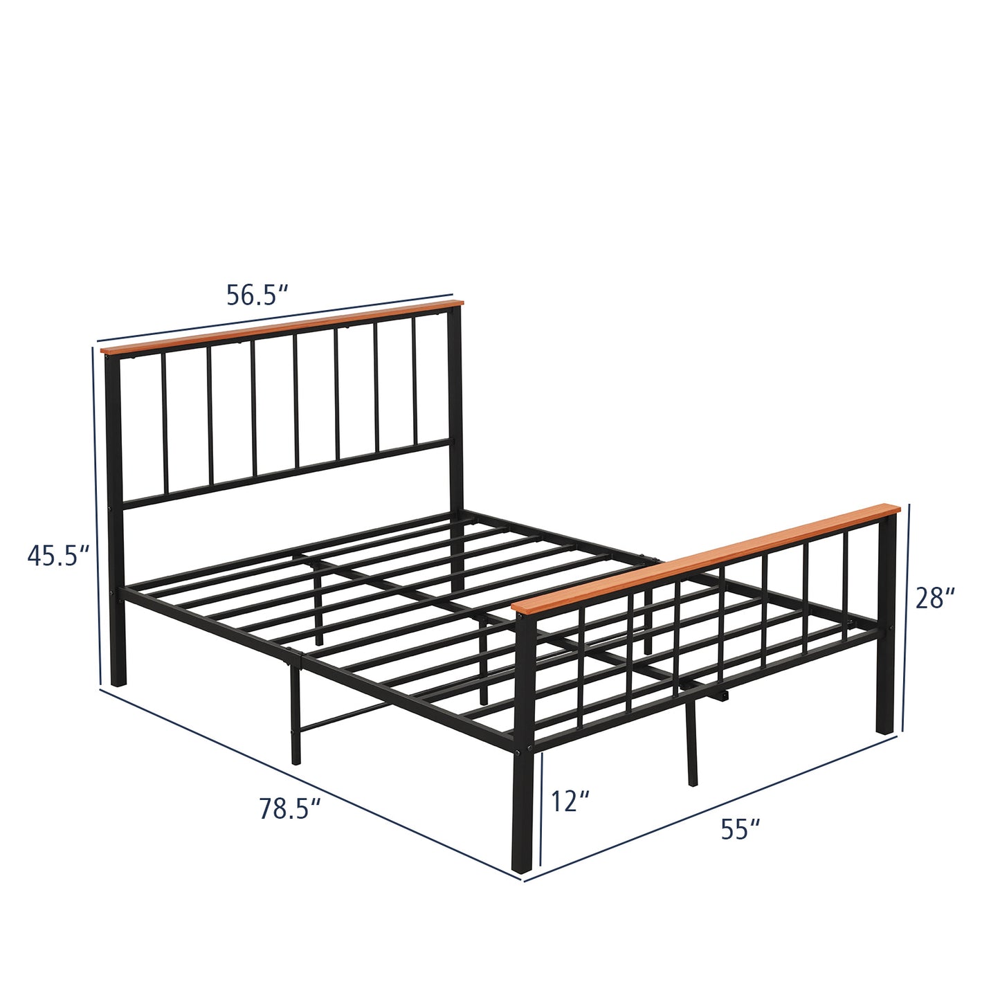 Durable Metal Bed Frame with Headboard, Footboard, and Storage Clearance – Full/Queen Size