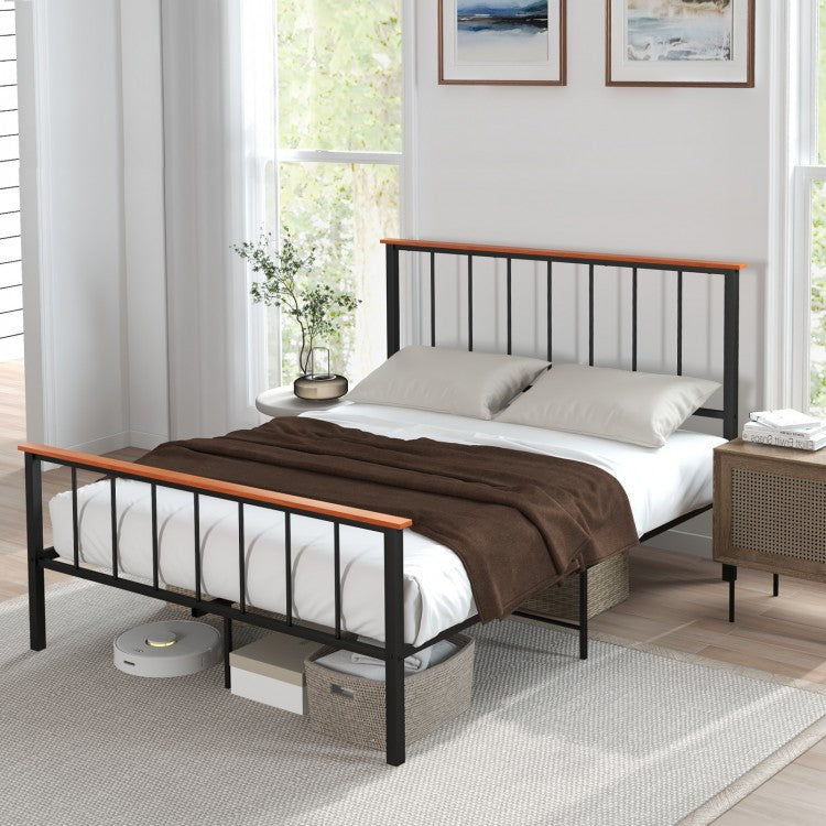 Durable Metal Bed Frame with Headboard, Footboard, and Storage Clearance – Full/Queen Size