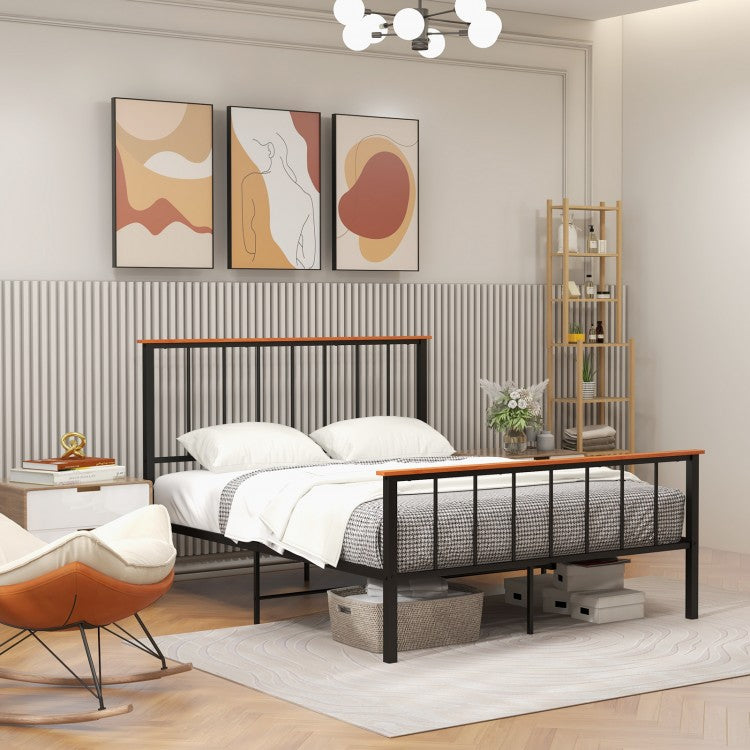 Durable Metal Bed Frame with Headboard, Footboard, and Storage Clearance – Full/Queen Size