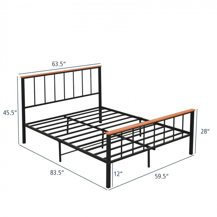 Durable Metal Bed Frame with Headboard, Footboard, and Storage Clearance – Full/Queen Size