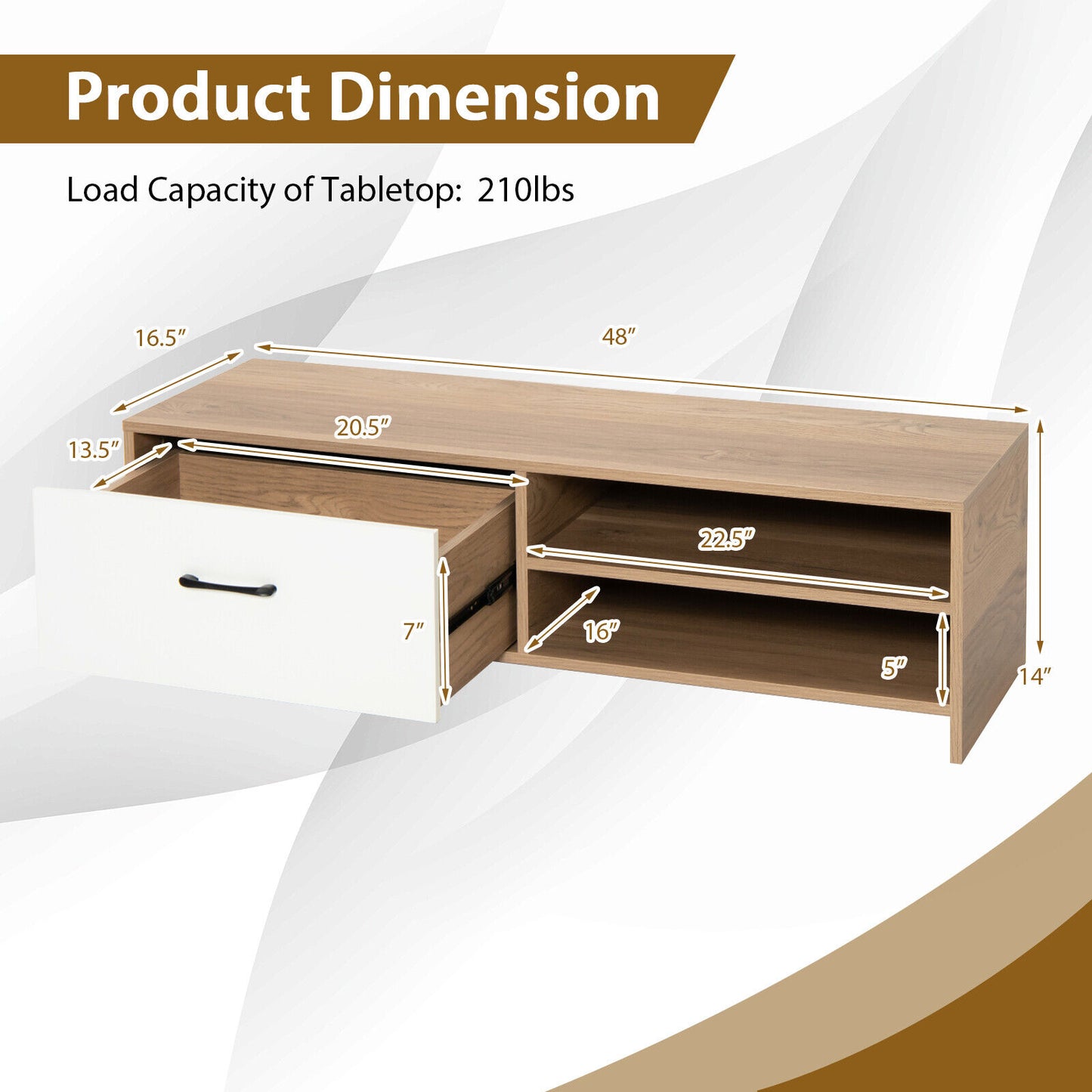 Entertainment Console with Drawer and Open Shelving for 55 Inch TVs