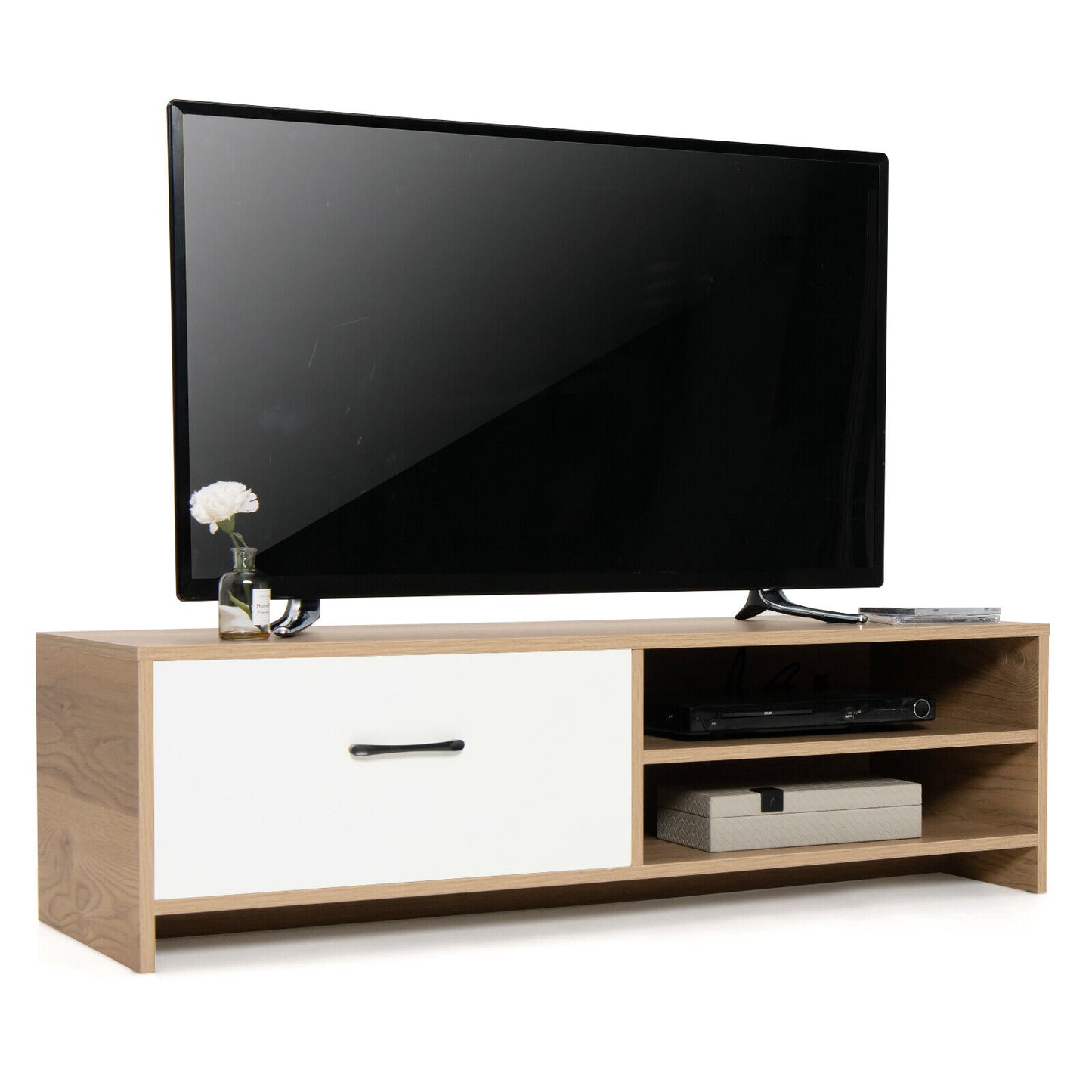 Entertainment Console with Drawer and Open Shelving for 55 Inch TVs