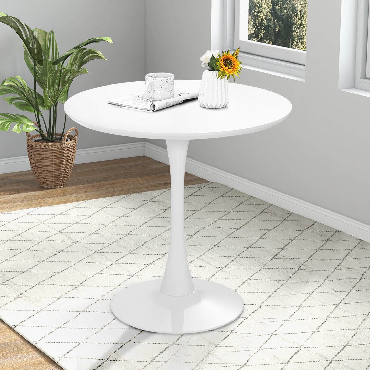 Stylish 32 Inch Round Tulip Dining Table Featuring MDF Top
