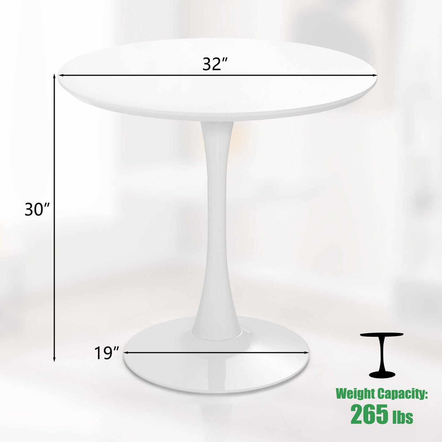 Stylish 32 Inch Round Tulip Dining Table Featuring MDF Top