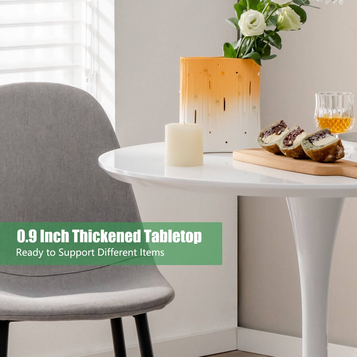 Stylish 32 Inch Round Tulip Dining Table Featuring MDF Top